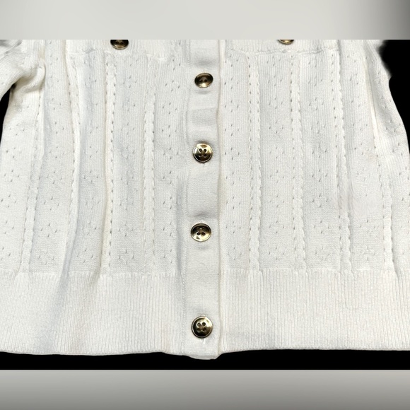NWT J. Crew Crewcuts Girls' Pointelle-Knit Cardigan in Ivory, Size XS (4-5) - Picture 6 of 9